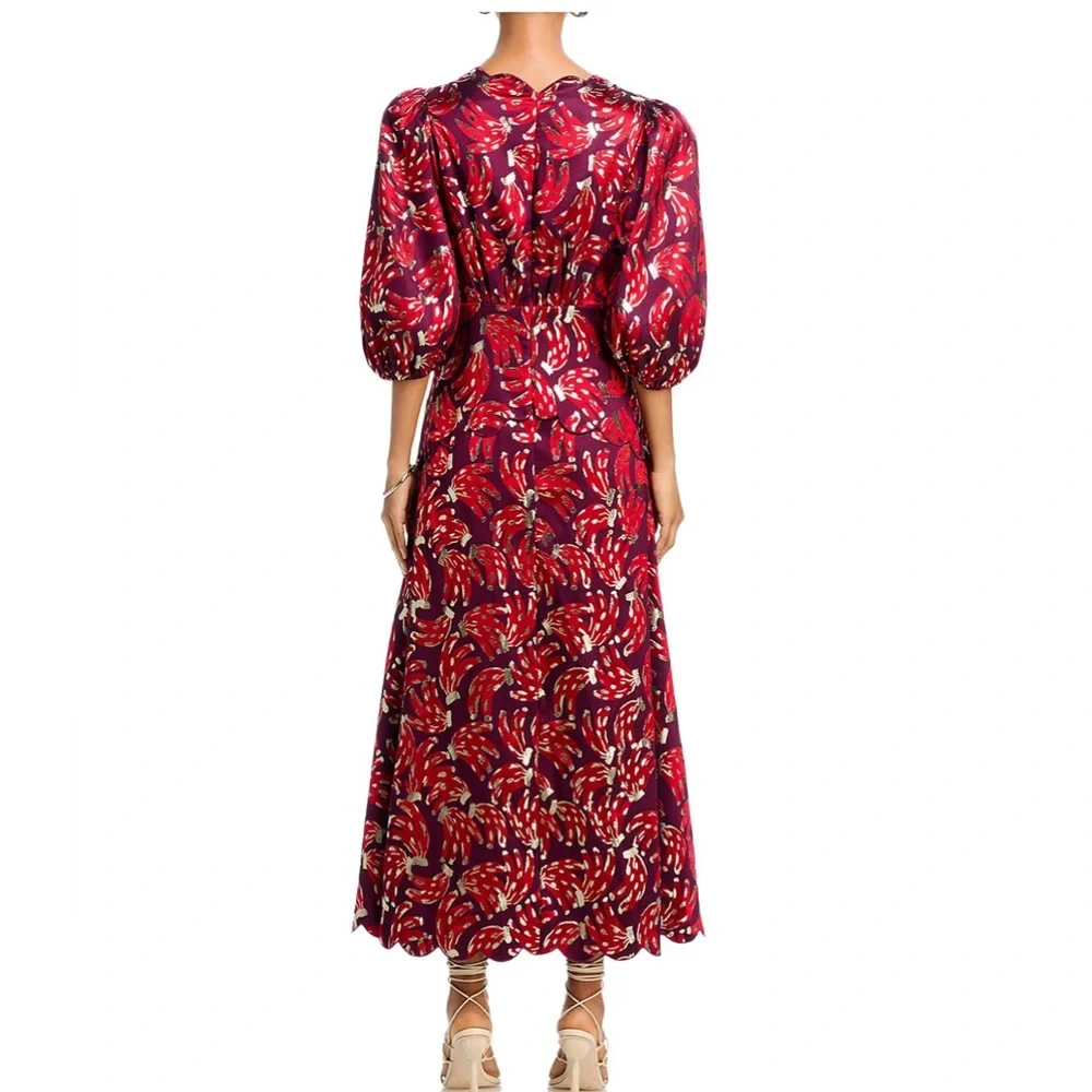 NWT Farm Rio Bossa Banana Metallic Jacquard Maxi Dress - Picture 4 of 10
